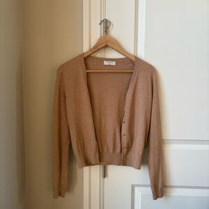 BABATON Parasol Tan V-Neck Button-Up Cardigan Sweater